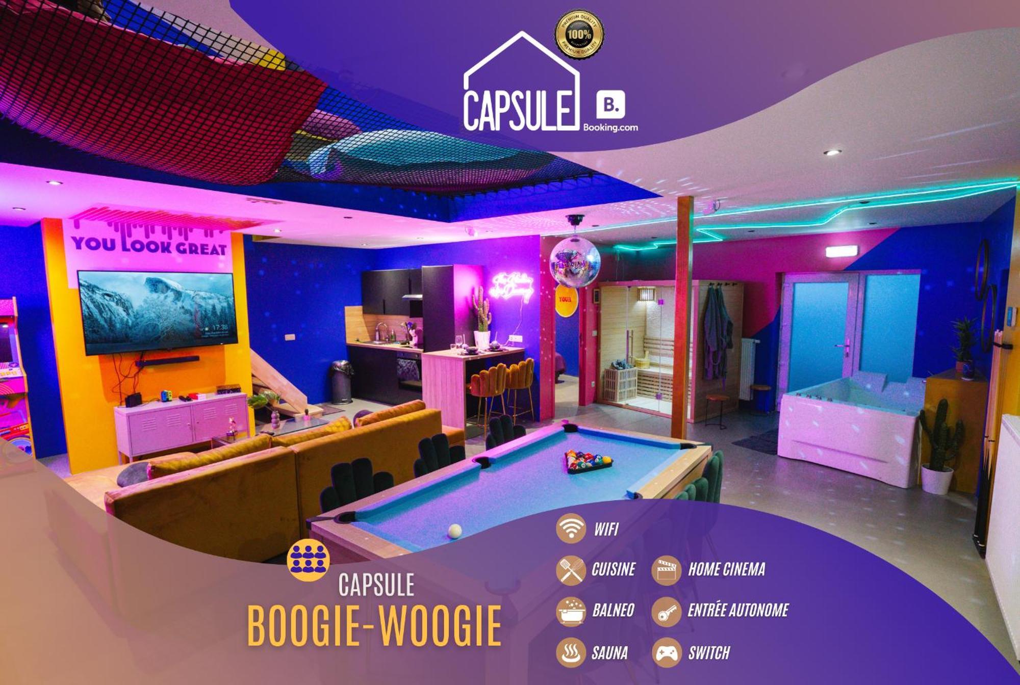 Capsule Boogie-Woogie - Jacuzzi - Sauna - Billard - Jeux - Ecran Geant - Filet Suspendu - Netflix La Louvière Esterno foto